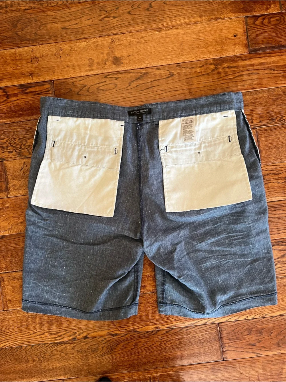 Banana Republic Shorts Men’s Flat Front Linen Blend Light Blue Size 35